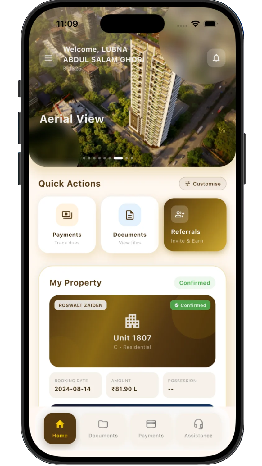 Roswalt Realty My Home App screens shown on a mobile phone